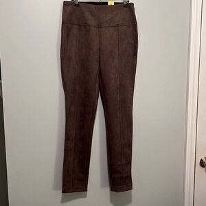 Andrew Marc Women's Brown Faux Suede Skinny High Rise Stretch Pants